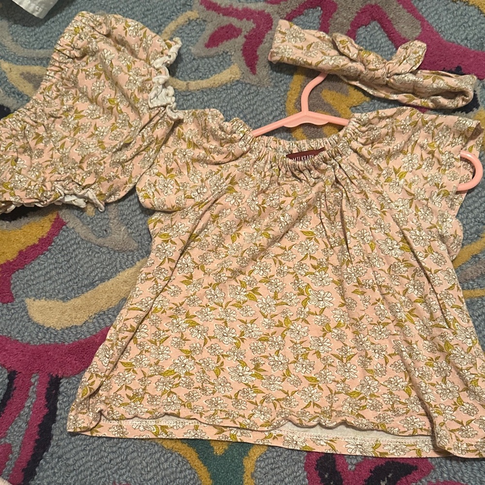 Milkbarn Pink and Yellow Floral Kids Blouse Set